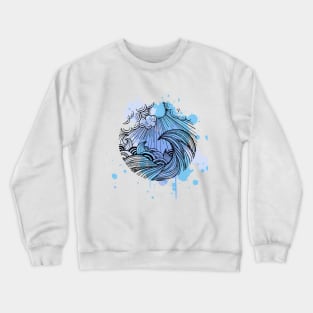 Zentangle Wave Blue Crewneck Sweatshirt